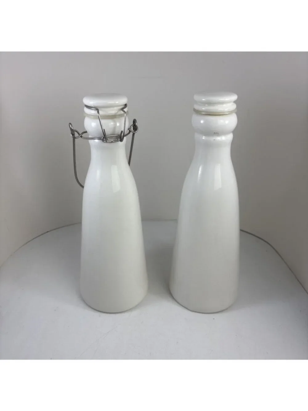 Ceramic Milk Bottle White 9.5” Farmhouse Lait Des Pays-Bas France Cottagecore